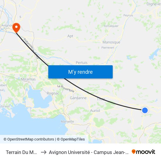 Terrain Du Menage to Avignon Université - Campus Jean-Henri Fabre map