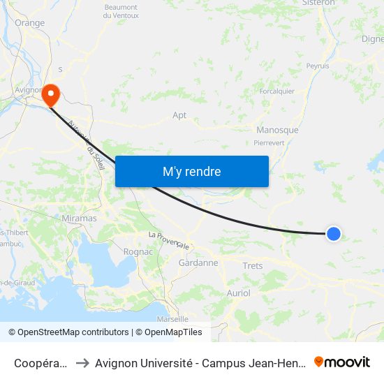 Coopérative to Avignon Université - Campus Jean-Henri Fabre map