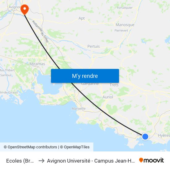 Ecoles (Brunet) to Avignon Université - Campus Jean-Henri Fabre map