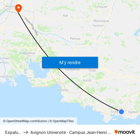 Espaluns to Avignon Université - Campus Jean-Henri Fabre map