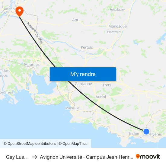 Gay Lussac to Avignon Université - Campus Jean-Henri Fabre map