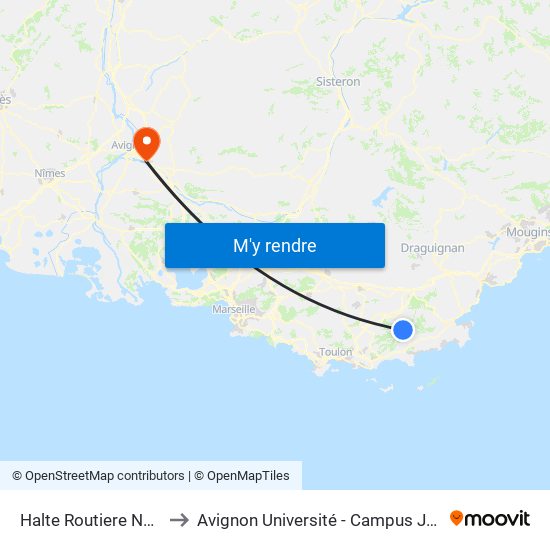 Halte Routiere Notre Dame to Avignon Université - Campus Jean-Henri Fabre map