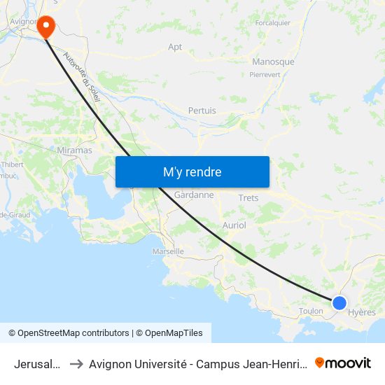 Jerusalem to Avignon Université - Campus Jean-Henri Fabre map