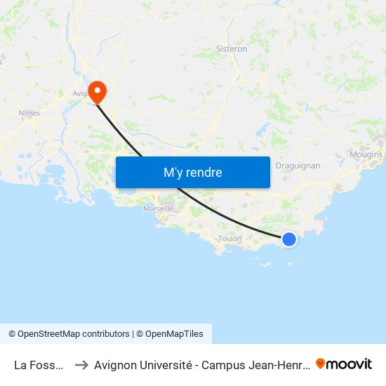 La Fossette to Avignon Université - Campus Jean-Henri Fabre map