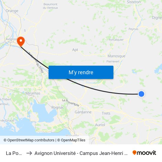 La Poste to Avignon Université - Campus Jean-Henri Fabre map