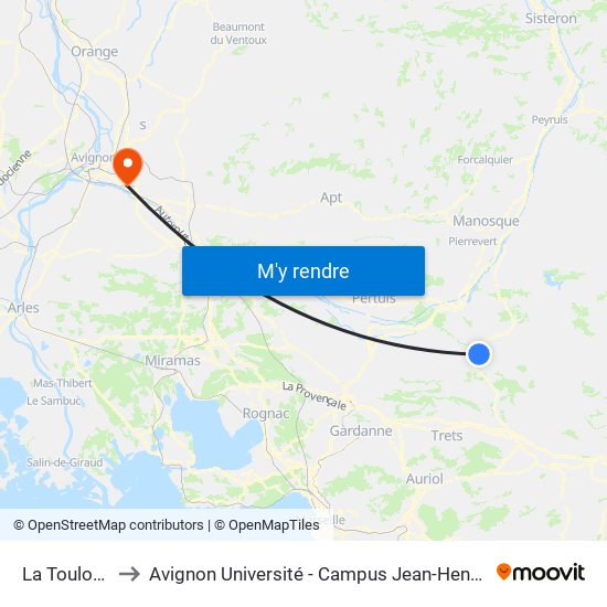 La Toulonne to Avignon Université - Campus Jean-Henri Fabre map