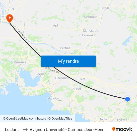 Le Jardin to Avignon Université - Campus Jean-Henri Fabre map