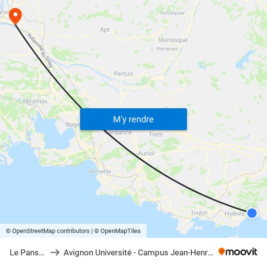 Le Pansard to Avignon Université - Campus Jean-Henri Fabre map