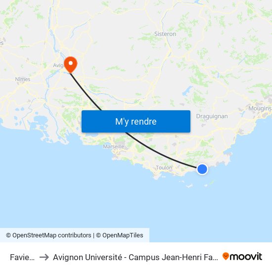 Faviere to Avignon Université - Campus Jean-Henri Fabre map