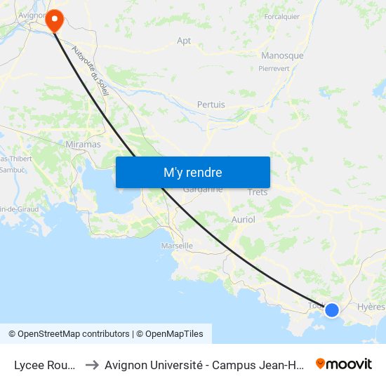 Lycee Rouviere to Avignon Université - Campus Jean-Henri Fabre map