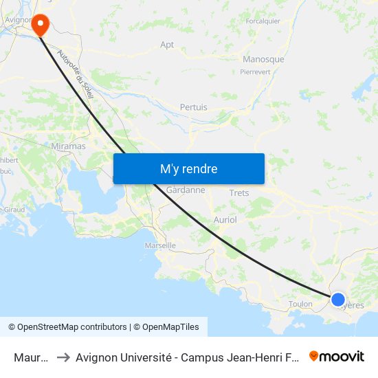 Maurric to Avignon Université - Campus Jean-Henri Fabre map