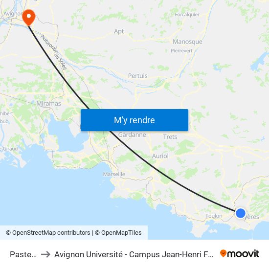 Pasteur to Avignon Université - Campus Jean-Henri Fabre map