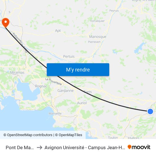 Pont De Maurice to Avignon Université - Campus Jean-Henri Fabre map