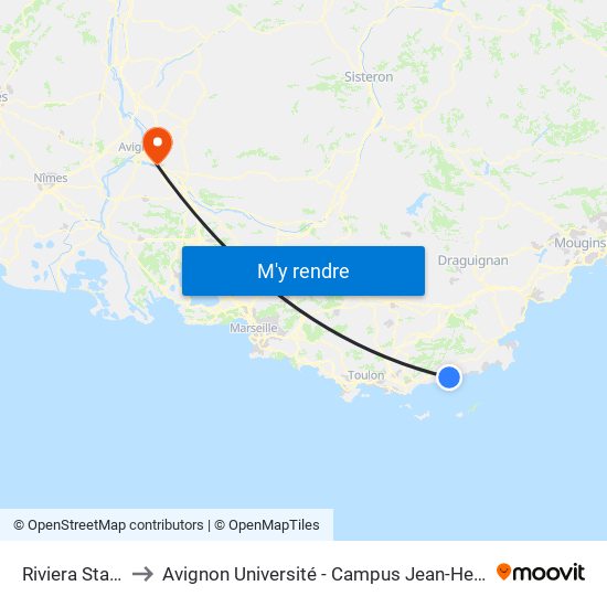 Riviera Station to Avignon Université - Campus Jean-Henri Fabre map