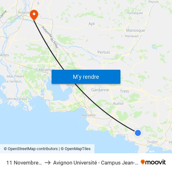 11 Novembre 1918 to Avignon Université - Campus Jean-Henri Fabre map