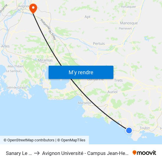 Sanary Le Nid to Avignon Université - Campus Jean-Henri Fabre map