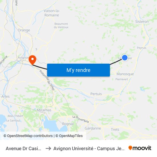Avenue Dr Casimir Caire to Avignon Université - Campus Jean-Henri Fabre map