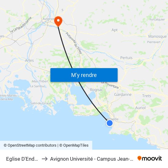 Eglise D'Endoume to Avignon Université - Campus Jean-Henri Fabre map