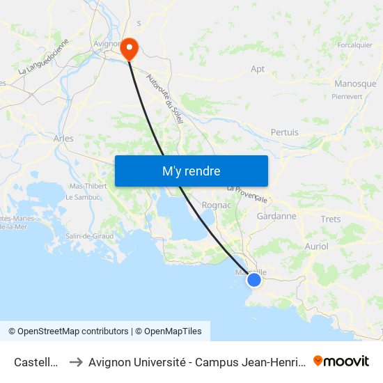 Castellane to Avignon Université - Campus Jean-Henri Fabre map