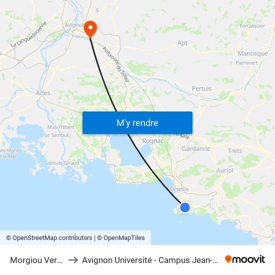 Morgiou Vert Plan to Avignon Université - Campus Jean-Henri Fabre map