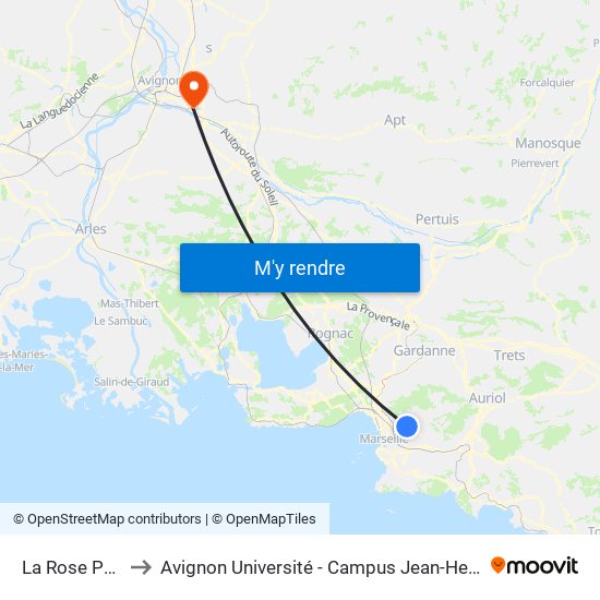 La Rose Poste to Avignon Université - Campus Jean-Henri Fabre map