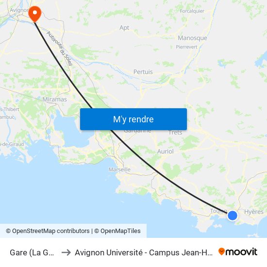 Gare (La Garde) to Avignon Université - Campus Jean-Henri Fabre map