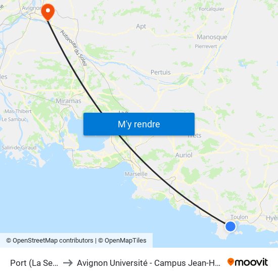 Port (La Seyne) to Avignon Université - Campus Jean-Henri Fabre map