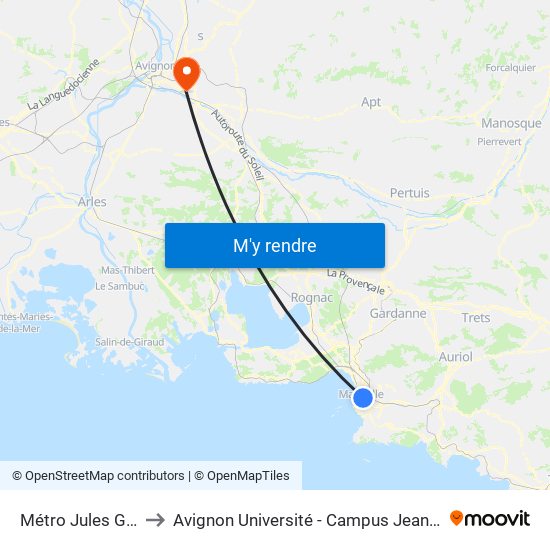 Métro Jules Guesde to Avignon Université - Campus Jean-Henri Fabre map
