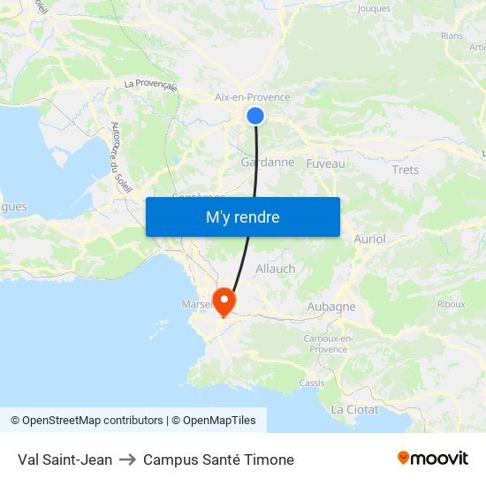 Val Saint-Jean to Campus Santé Timone map