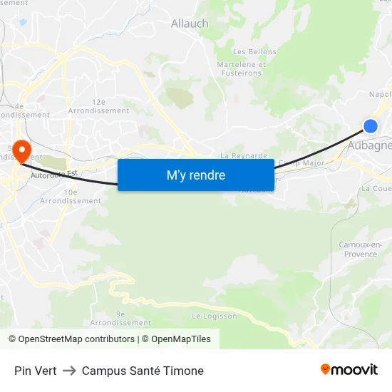 Pin Vert to Campus Santé Timone map
