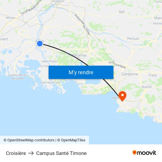 Croisière to Campus Santé Timone map
