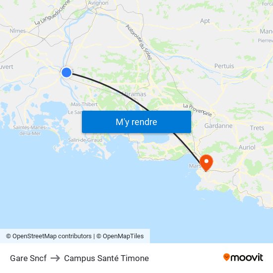 Gare Sncf to Campus Santé Timone map