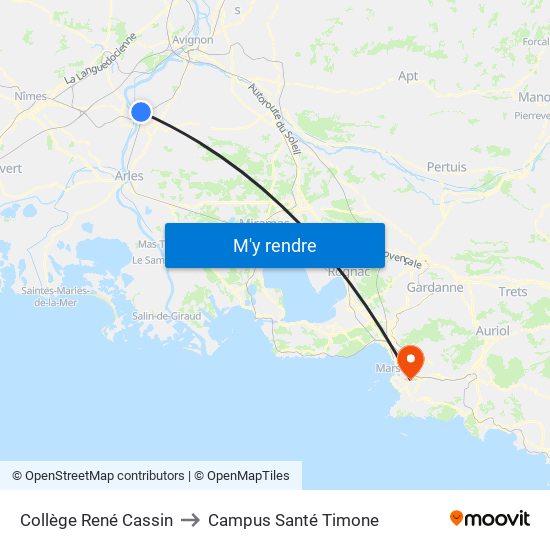 Collège René Cassin to Campus Santé Timone map