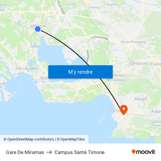 Gare De Miramas to Campus Santé Timone map
