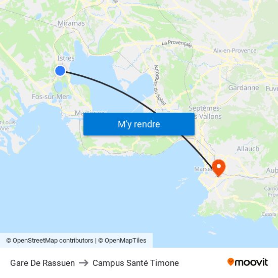 Gare De Rassuen to Campus Santé Timone map