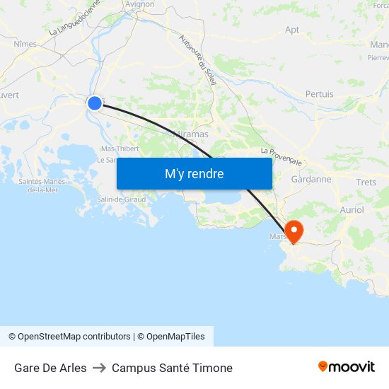 Gare De Arles to Campus Santé Timone map