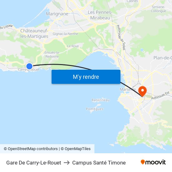 Gare De Carry-Le-Rouet to Campus Santé Timone map