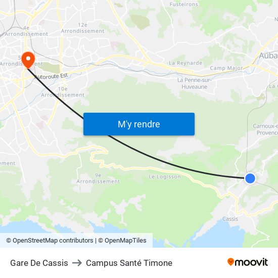 Gare De Cassis to Campus Santé Timone map