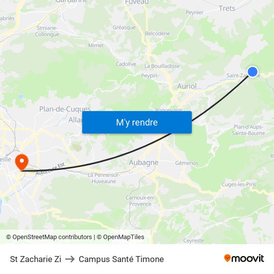 St Zacharie Zi to Campus Santé Timone map