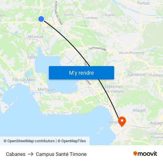 Cabanes to Campus Santé Timone map
