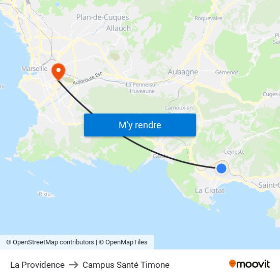 La Providence to Campus Santé Timone map