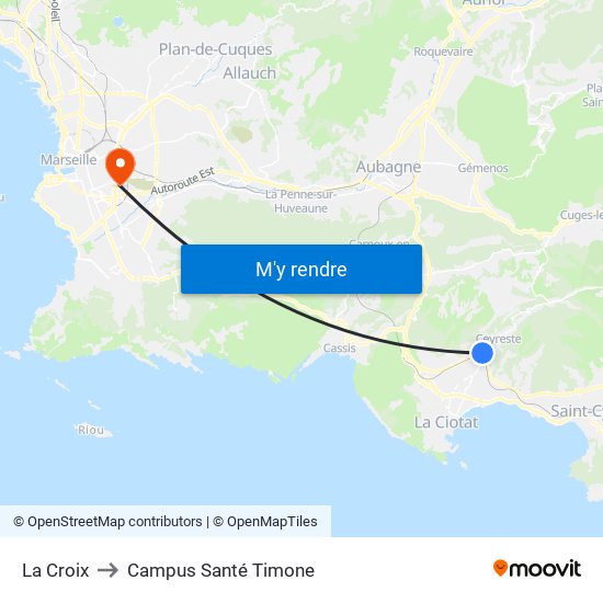La Croix to Campus Santé Timone map