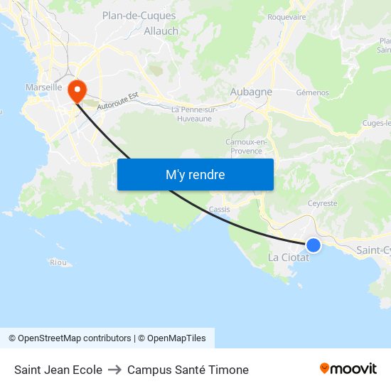 Saint Jean Ecole to Campus Santé Timone map