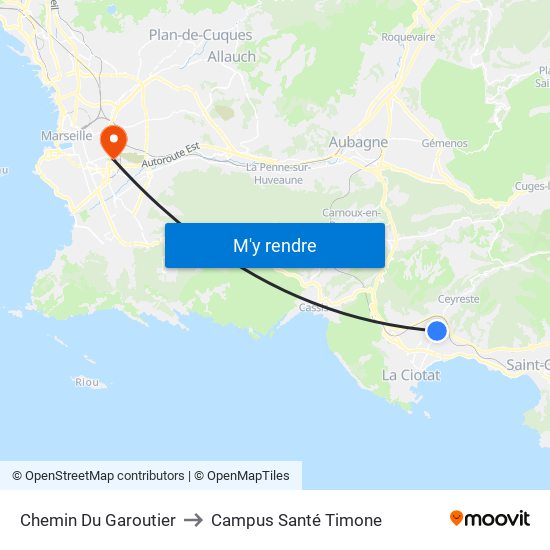 Chemin Du Garoutier to Campus Santé Timone map