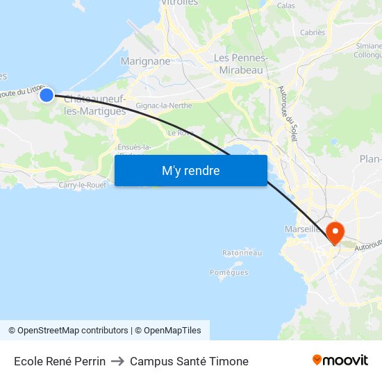 Ecole René Perrin to Campus Santé Timone map