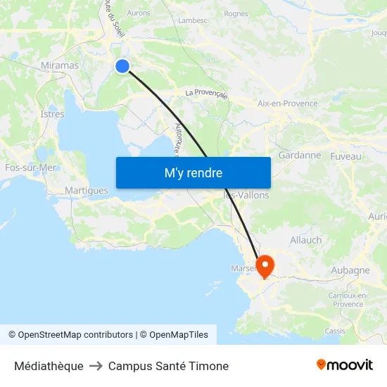 Médiathèque to Campus Santé Timone map