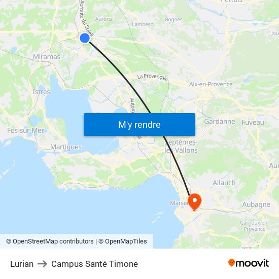 Lurian to Campus Santé Timone map