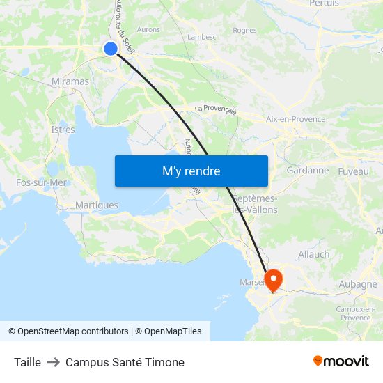 Taille to Campus Santé Timone map