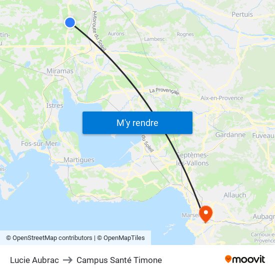Lucie Aubrac to Campus Santé Timone map