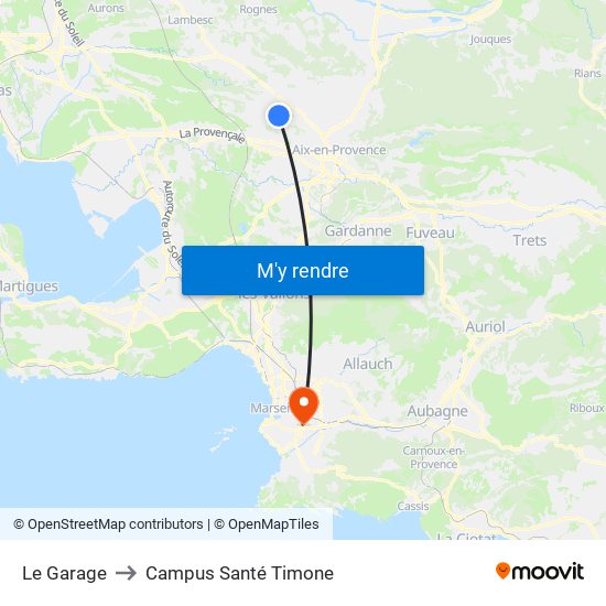 Le Garage to Campus Santé Timone map